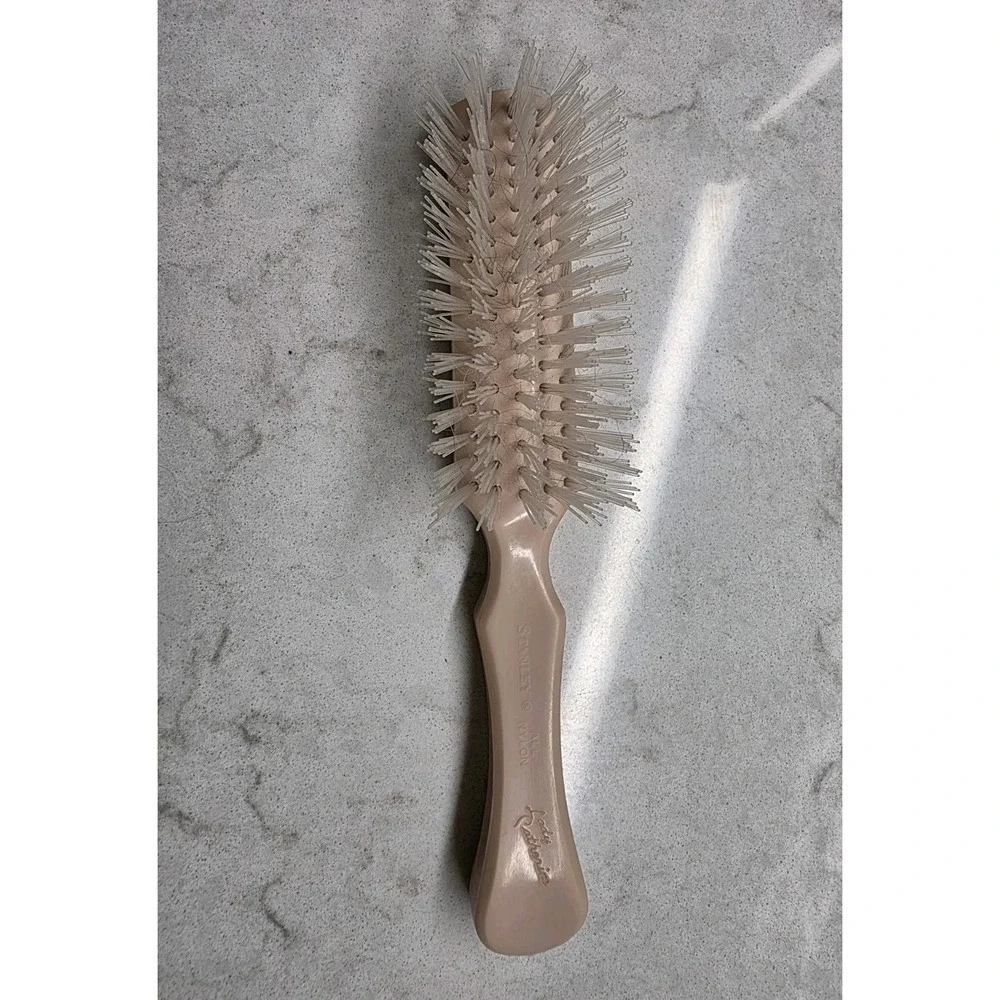 Stanley Lady Catherine Vintage Hair Brush All Nylon 5 Row Ivory Clean